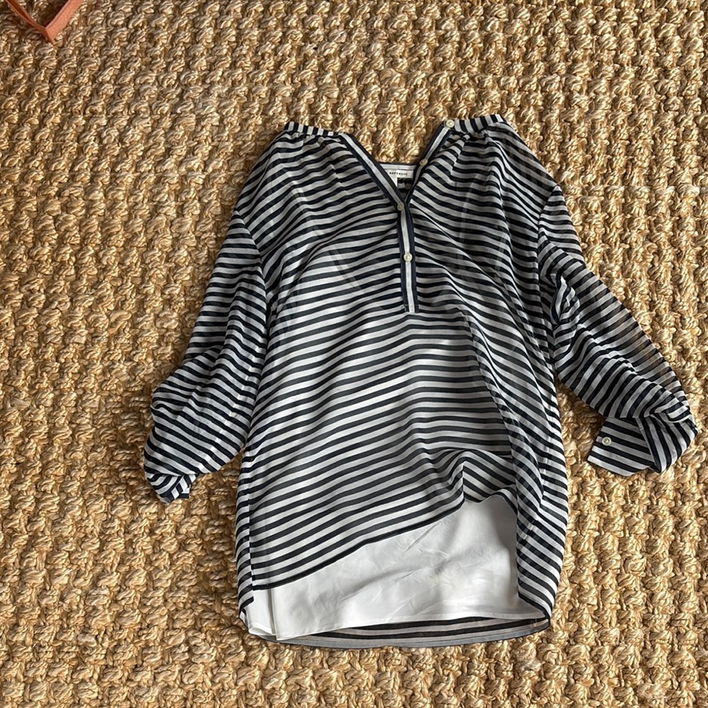 Banana Republic Navy and Cream Striped Top